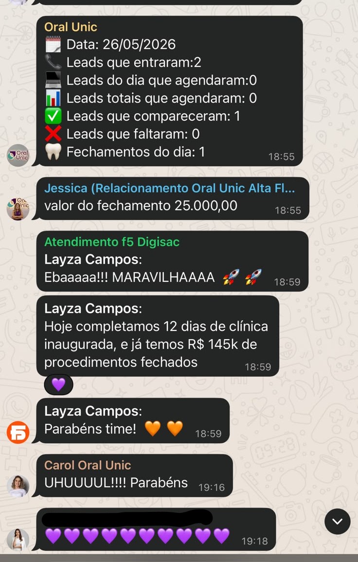 Resultado Oral Unic Alta Floresta: R$145 mil em 12 dias